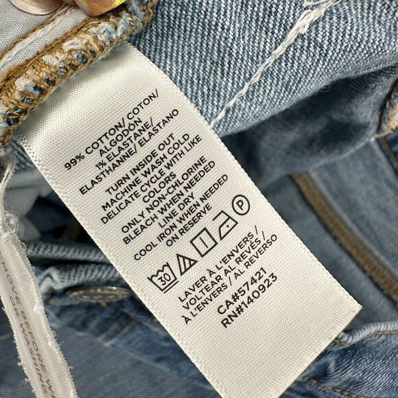 LOFT Jean Shorts Stretch Denim Size 8 29 In Waist Mid Rise Boho Striping Blue - Picture 5 of 6